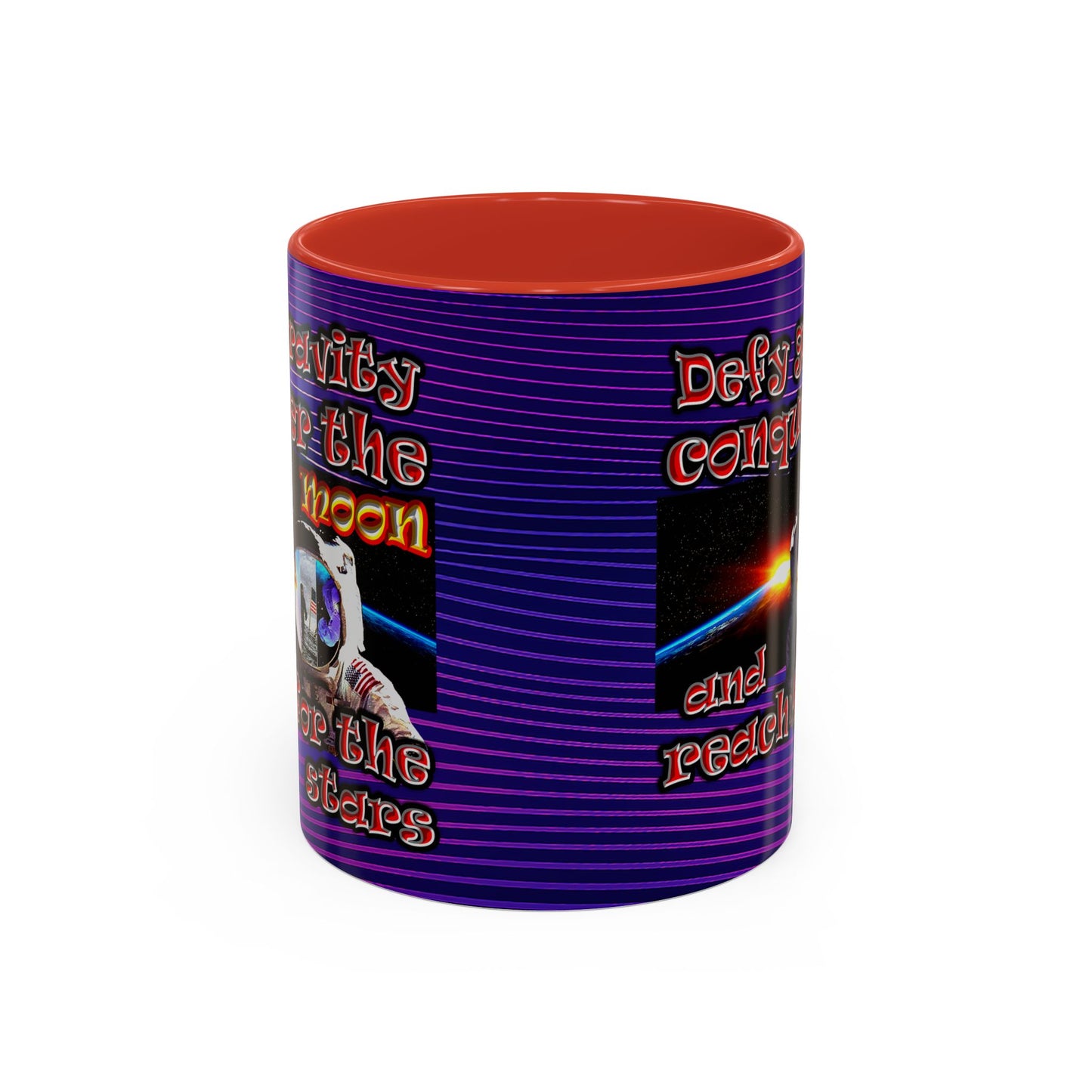 defy conquer reach - Accent Mug (purple wave)