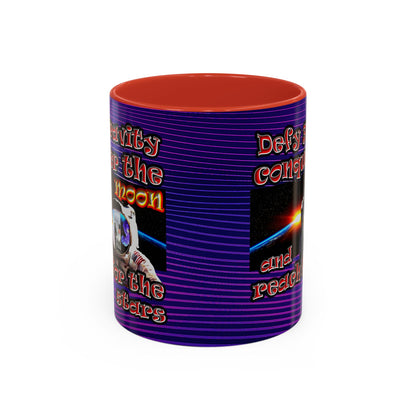 defy conquer reach - Accent Mug (purple wave)