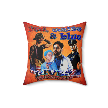 rw&b lives matter - Faux Suede Square Pillow - (burnt orange)