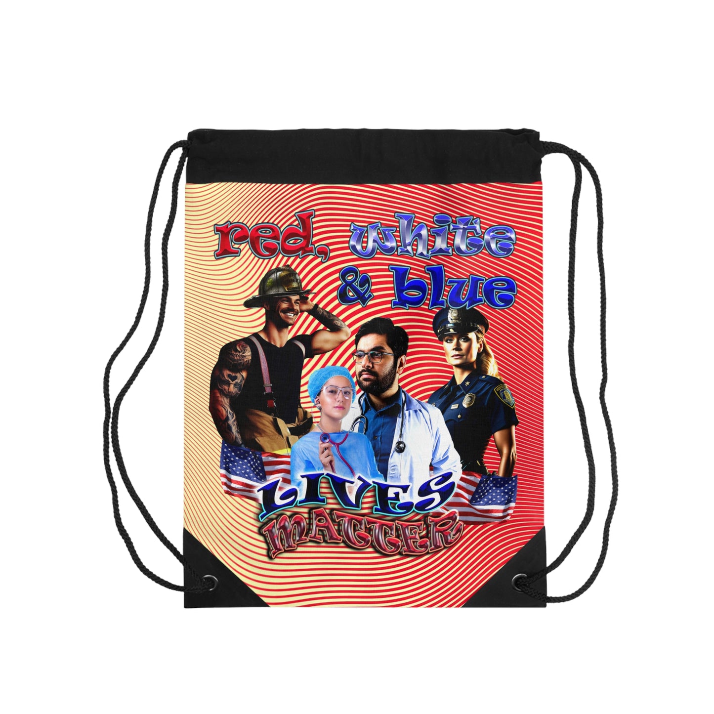 rw&b lives matter - Drawstring Bag (yellow-orange wave)