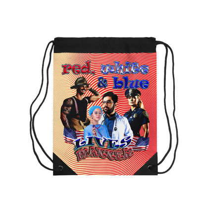 rw&b lives matter - Drawstring Bag (yellow-orange wave)