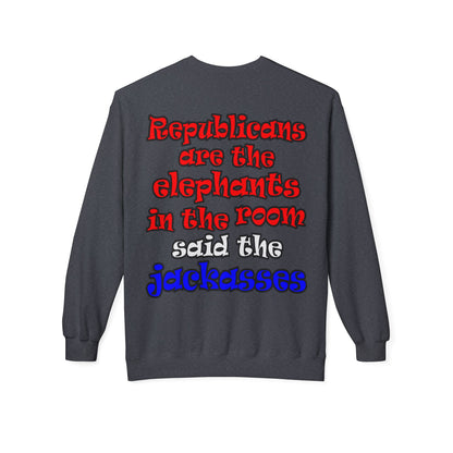 donkeys and elephants - Unisex Midweight Softstyle Fleece Crewneck Sweatshirt