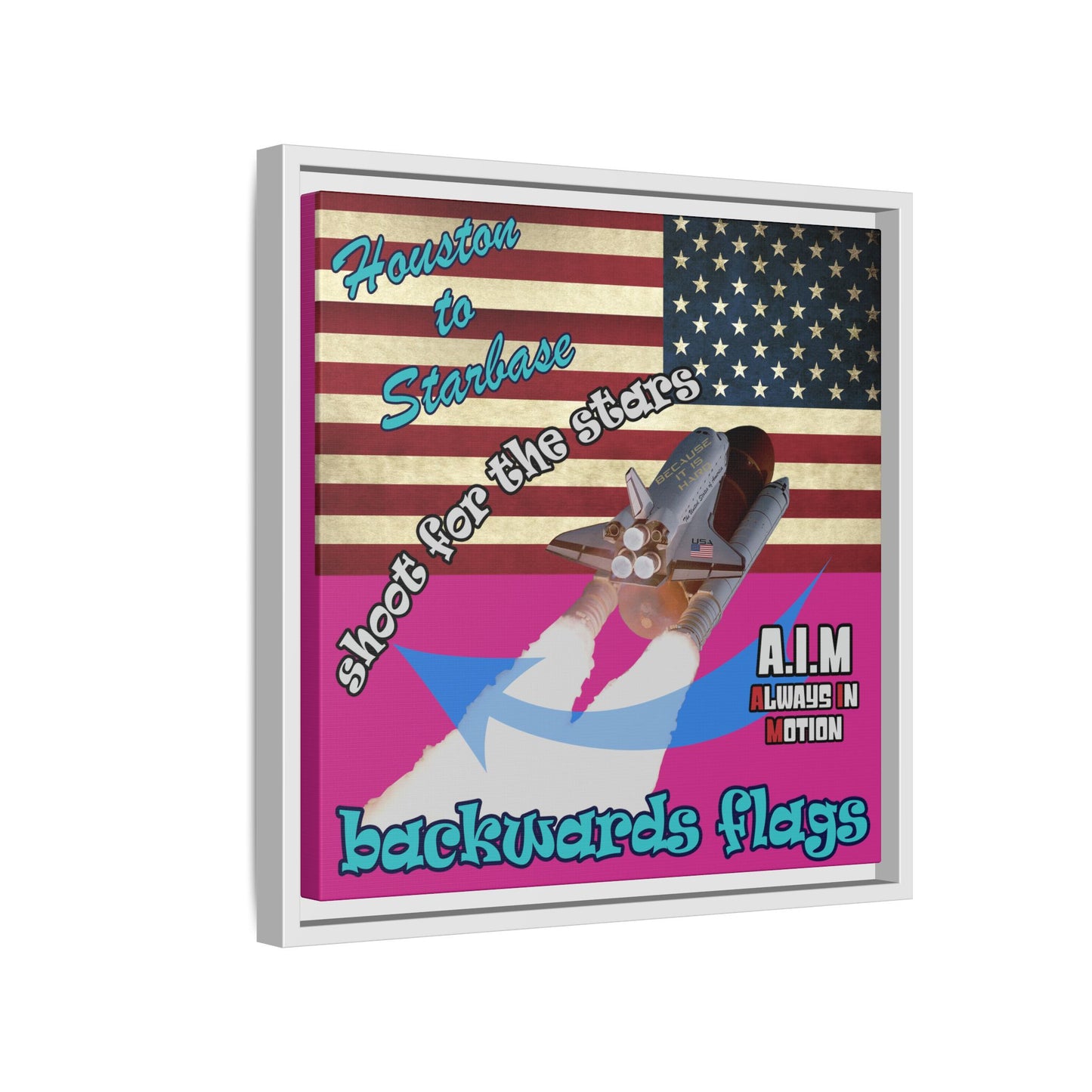 shoot for the stars - framed canvas art (pink)