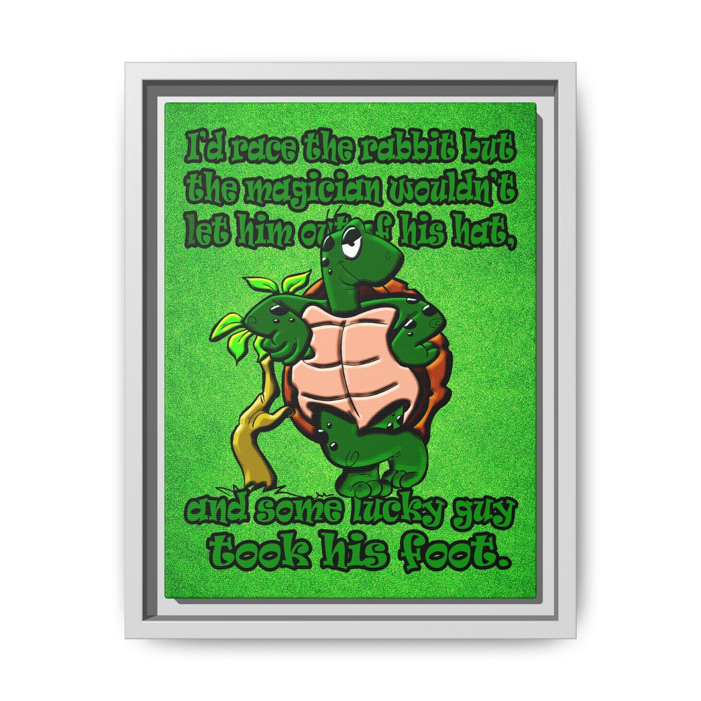 turtle race - framed canvas art (green turf)