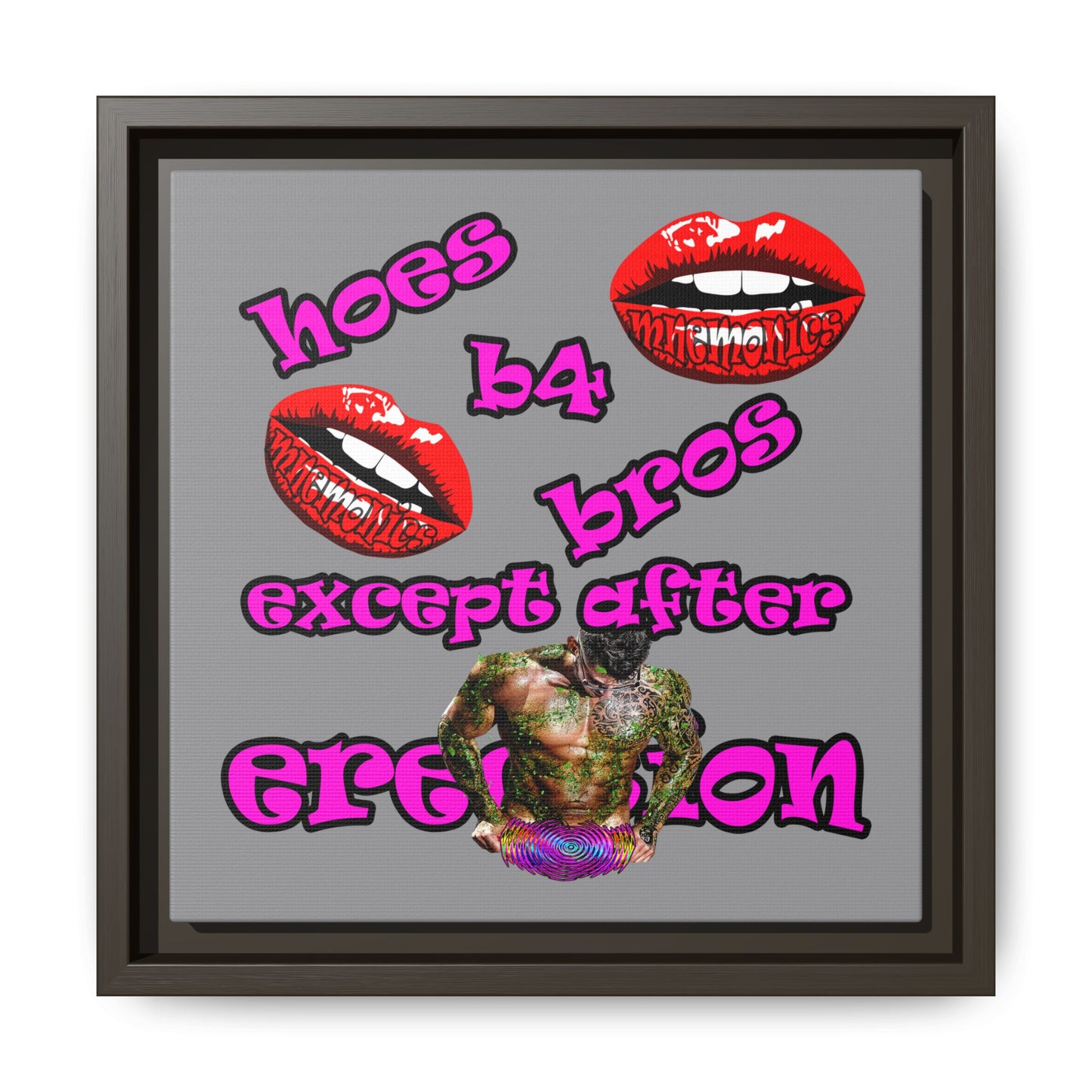 hoes b4 bros - framed canvas art (grey)