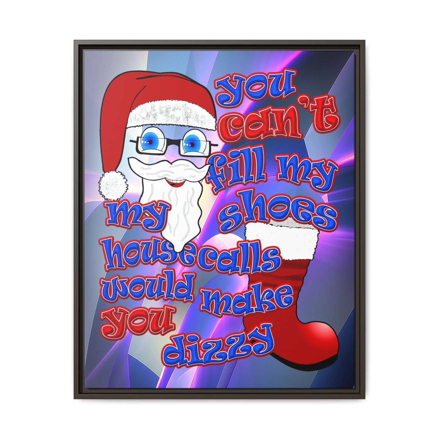 santa's shoes - framed canvas art (grey-pink wave)