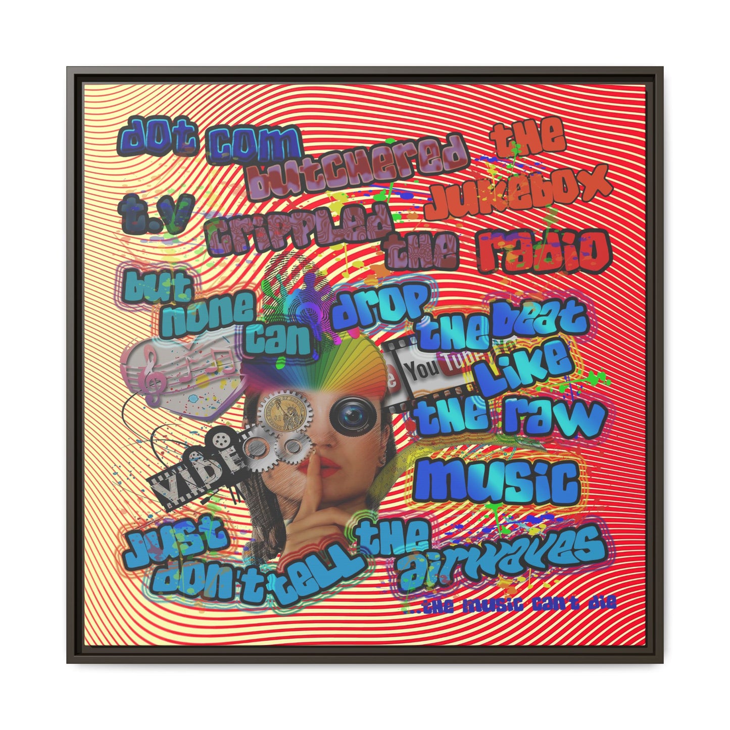 drop the beat - framed canvas art (yellow-orange wave)