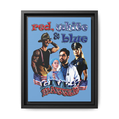 rw&b lives matter - framed canvas art (light blue)