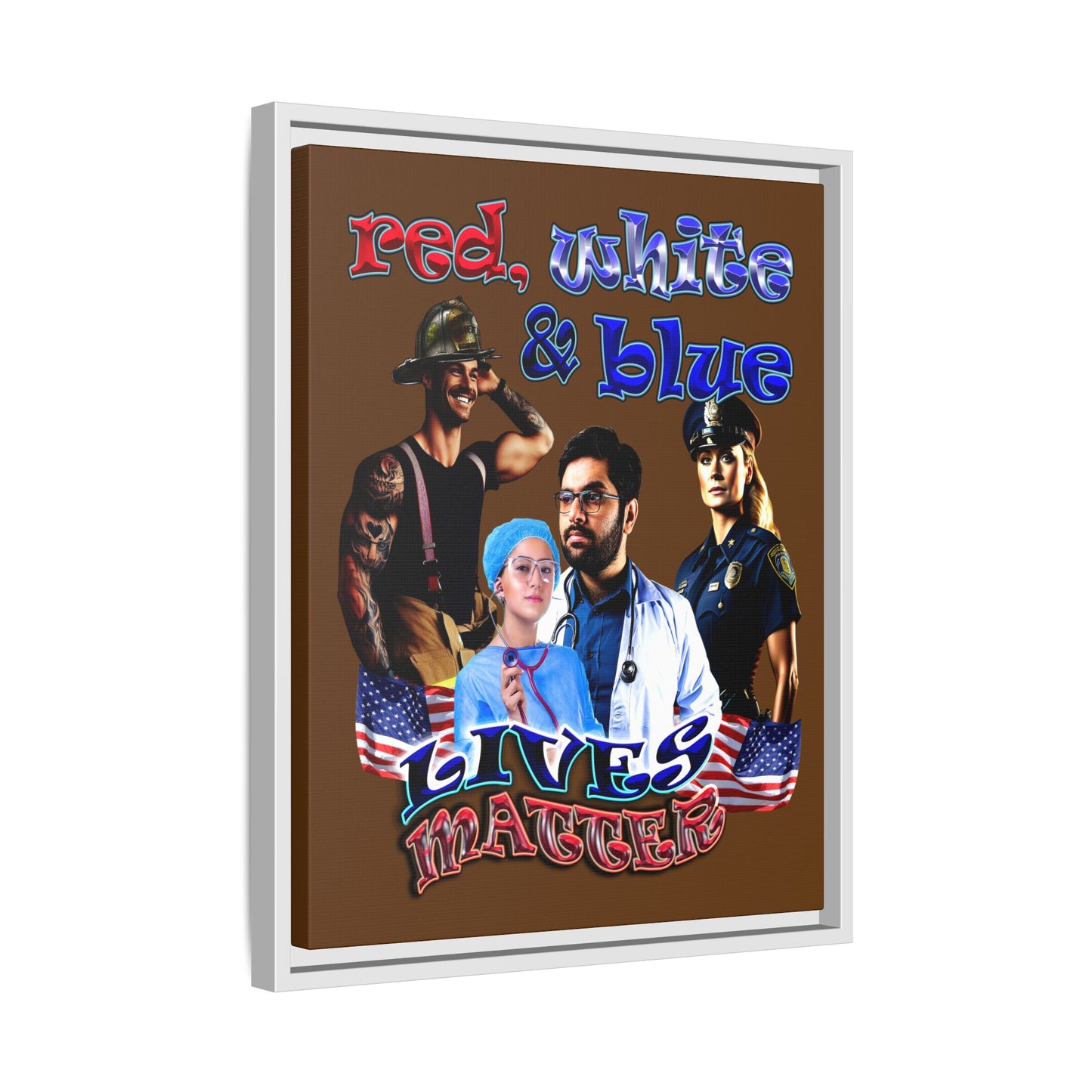 rw&b lives matter - framed canvas art (brown)