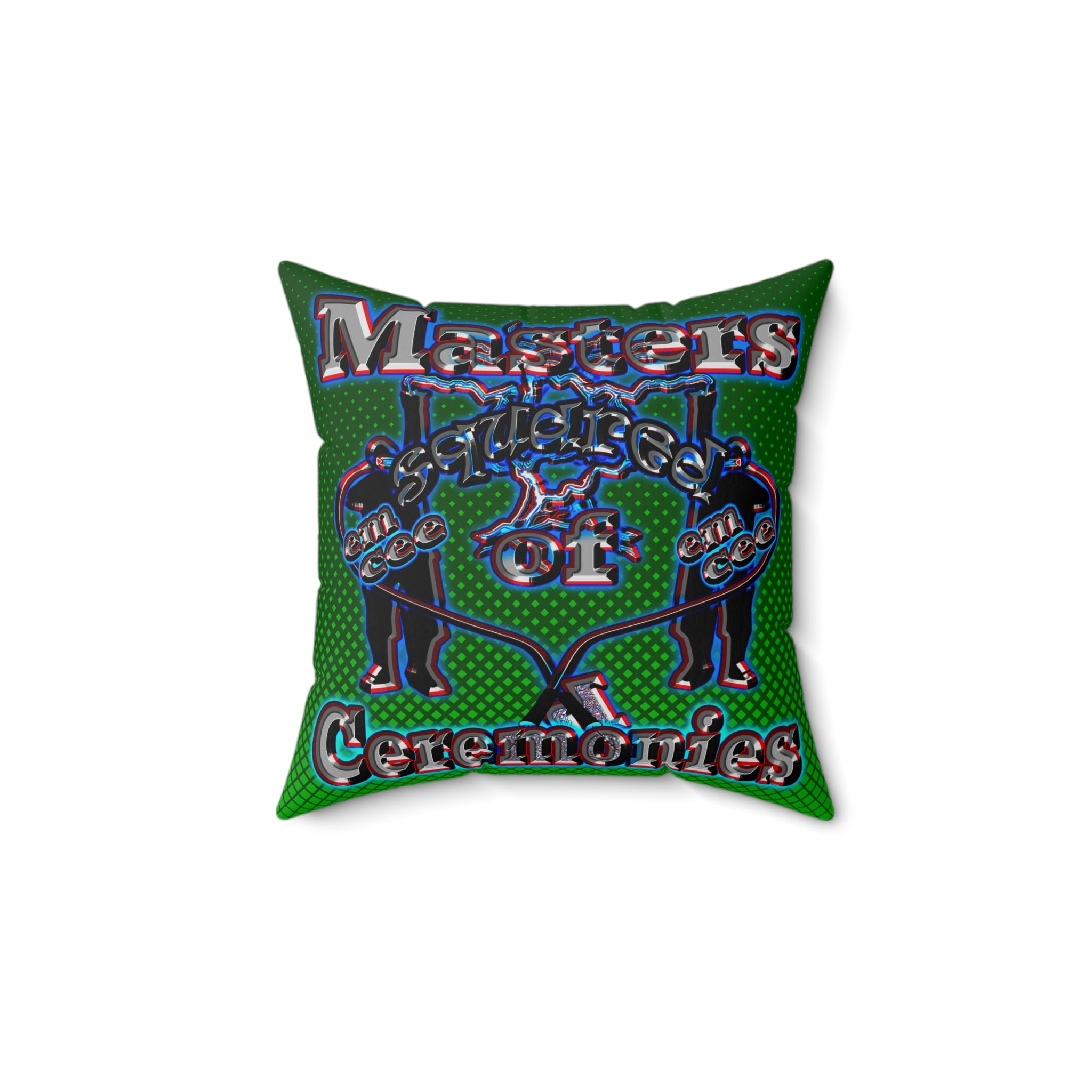 em cee squared - Spun Polyester Square Pillow - (logo green)