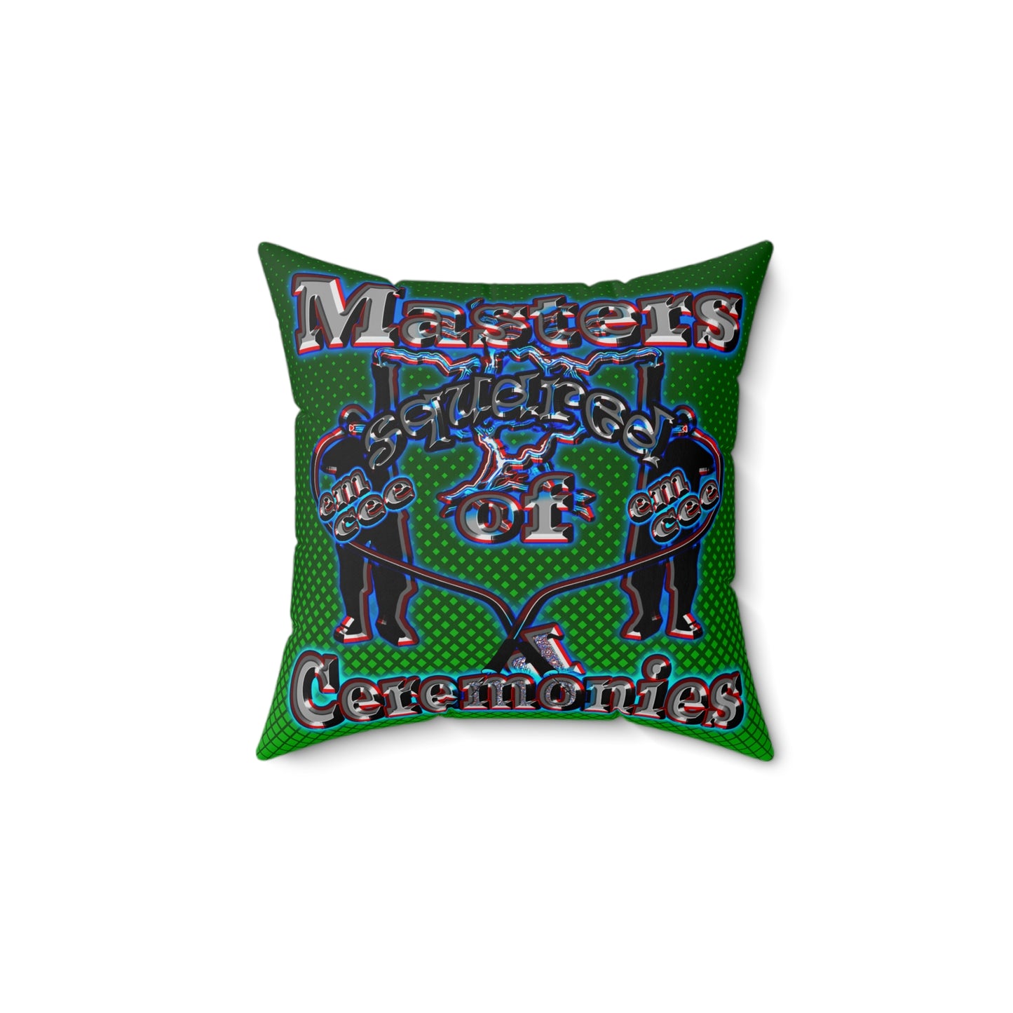 em cee squared - Spun Polyester Square Pillow - (logo green)