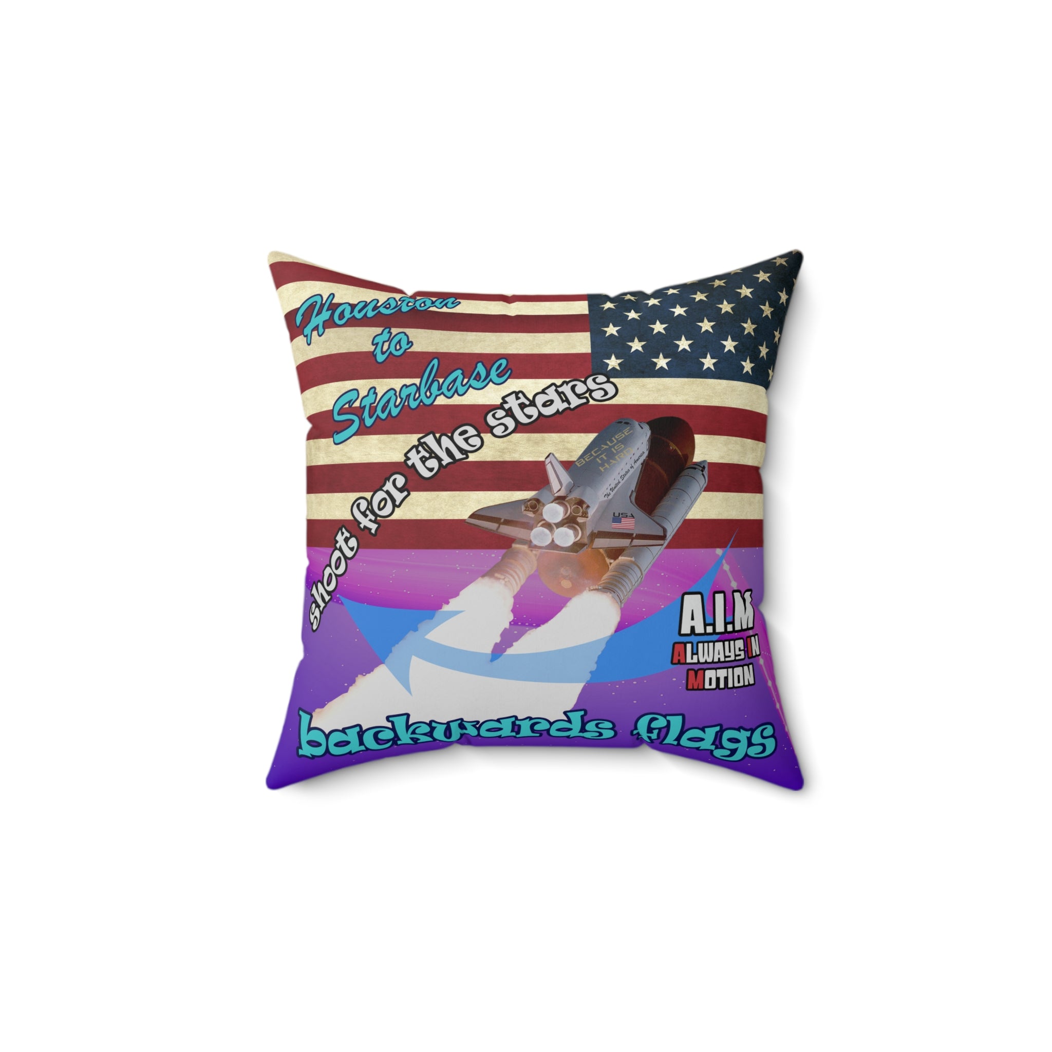 shoot for the stars - Spun Polyester Square Pillow - (purple-pink wave)