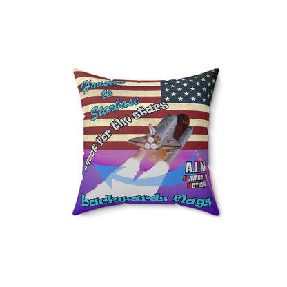 shoot for the stars - Spun Polyester Square Pillow - (purple-pink wave)