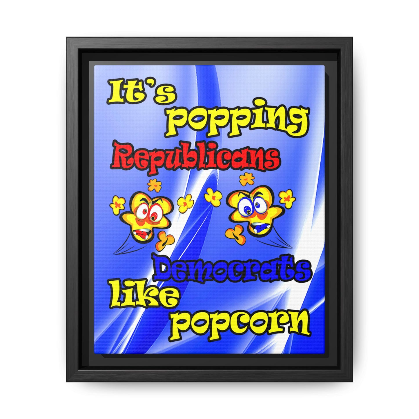 popping like popcorn - framed canvas art (blue-white wave)