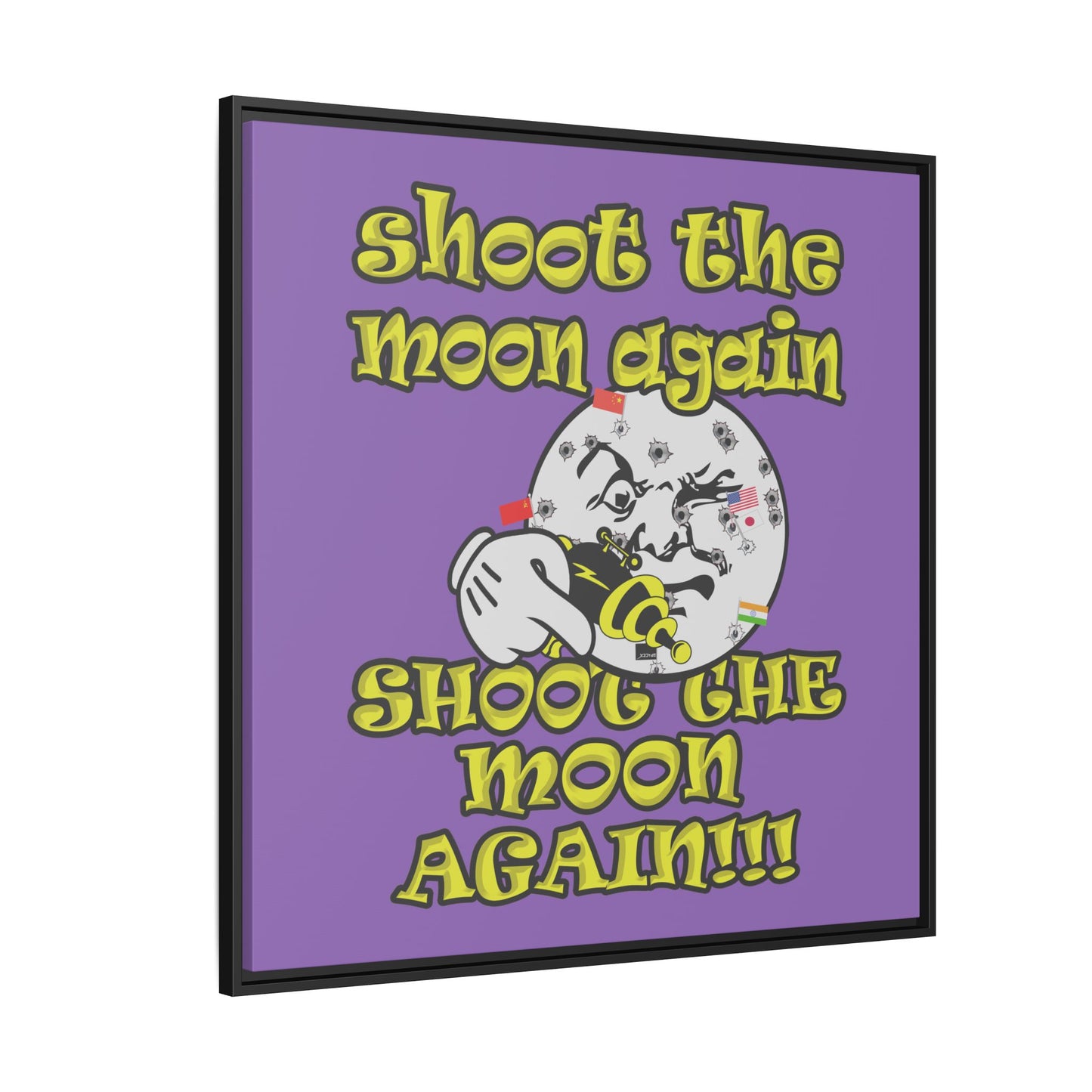 shoot the moon again - framed canvas art (light purple)