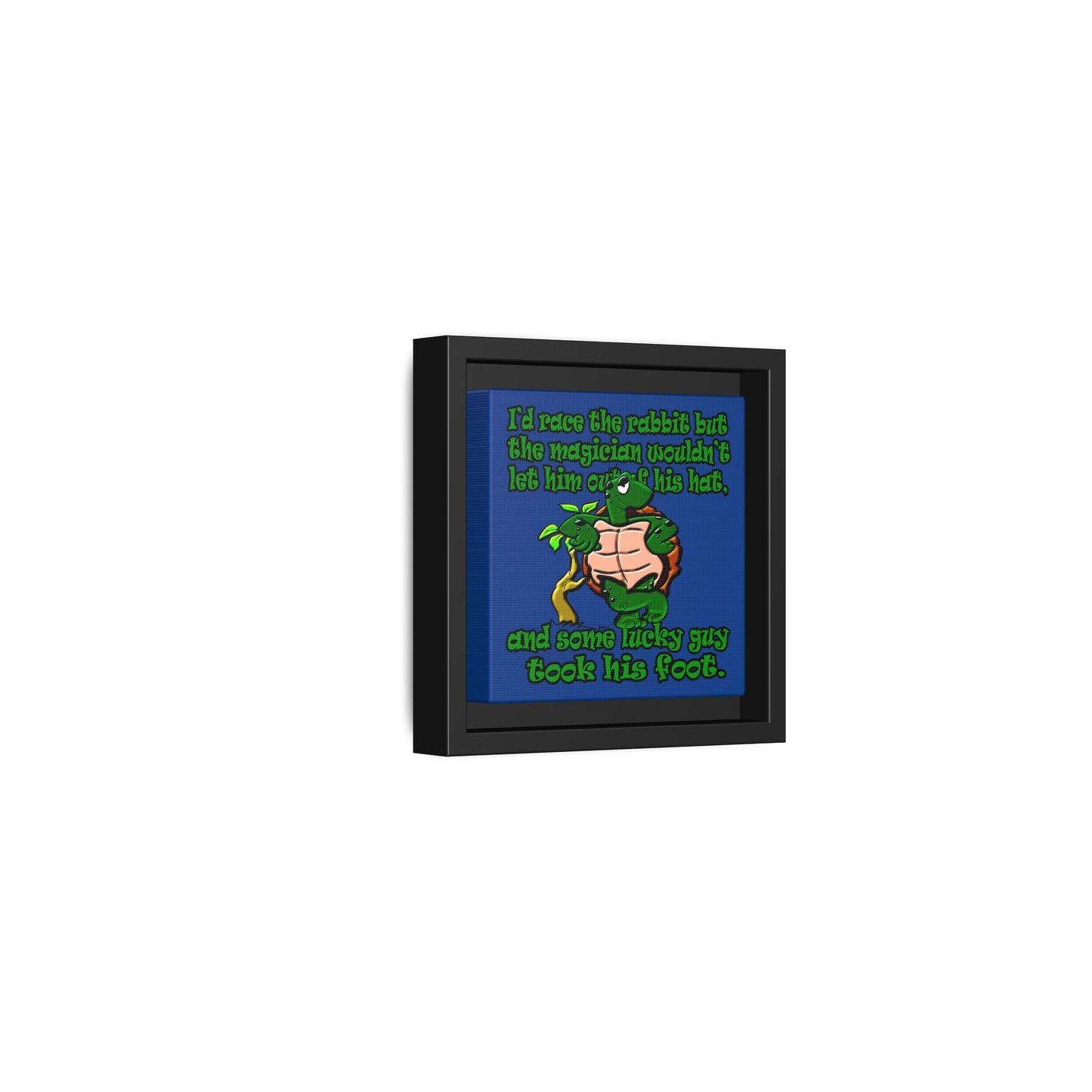 turtle race - framed canvas art (dark blue)