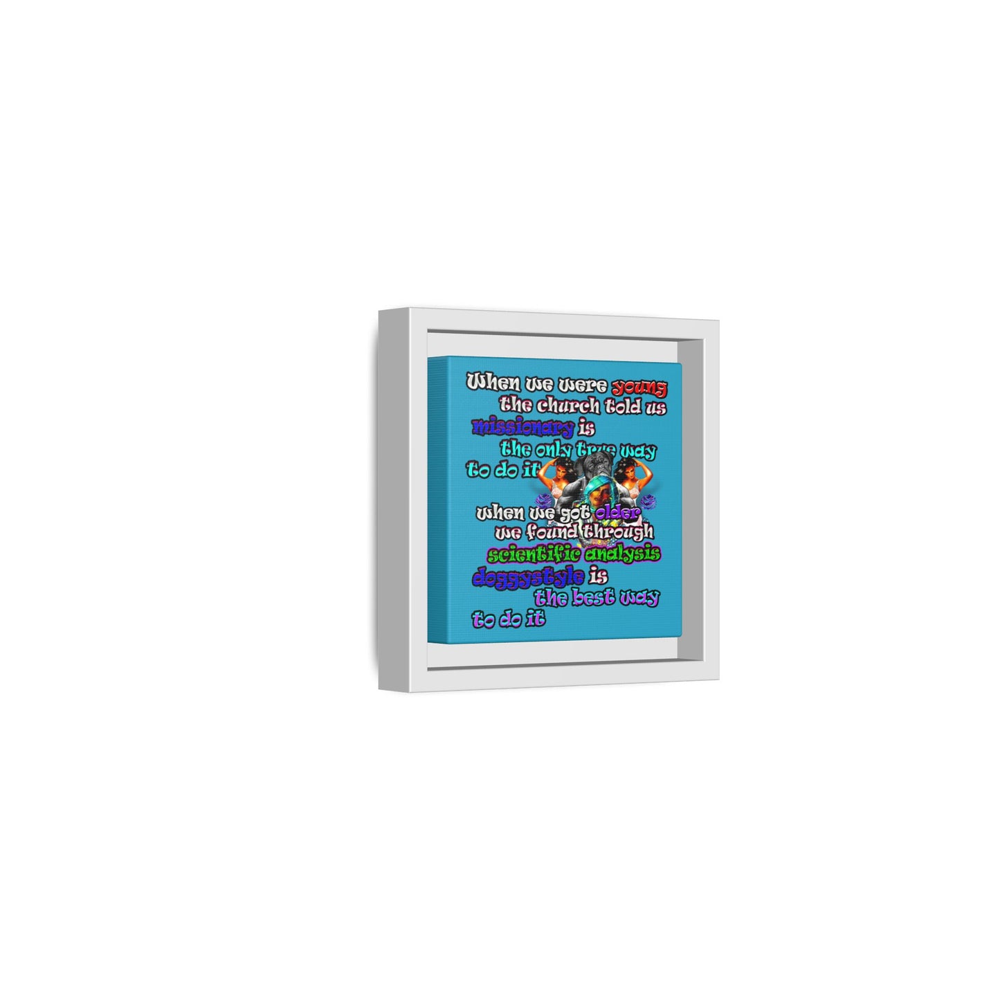 doggystyle - framed canvas art (turquoise)