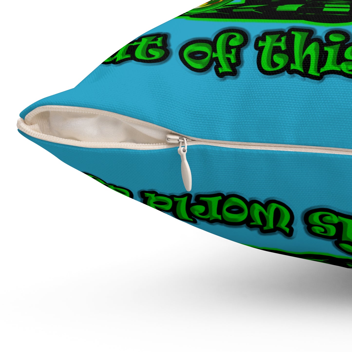 disc jockey - Spun Polyester Square Pillow - (turquoise)