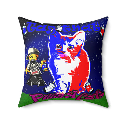 tag that - Spun Polyester Square Pillow - ('snoops' background)
