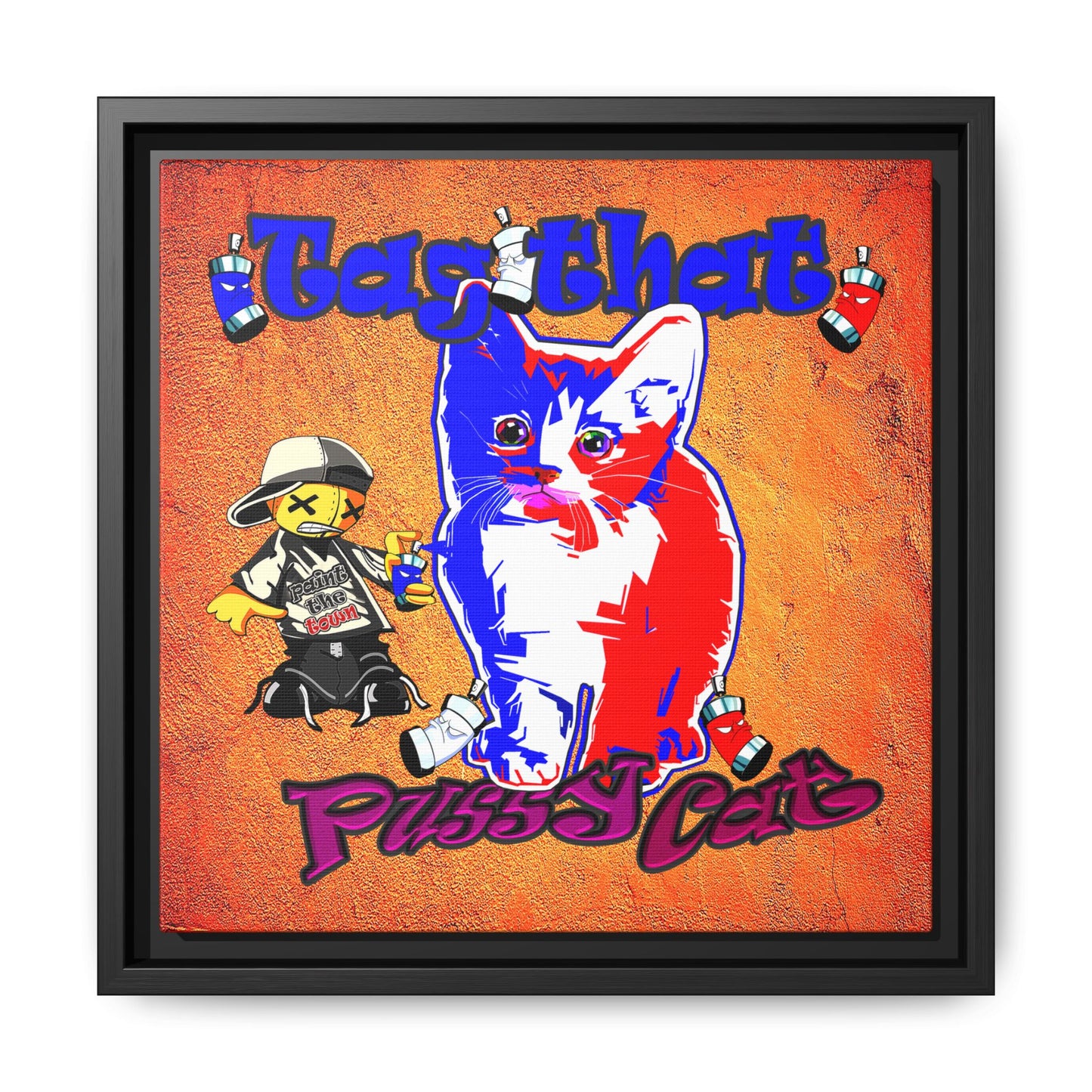 tag that - framed canvas art (burnt orange)