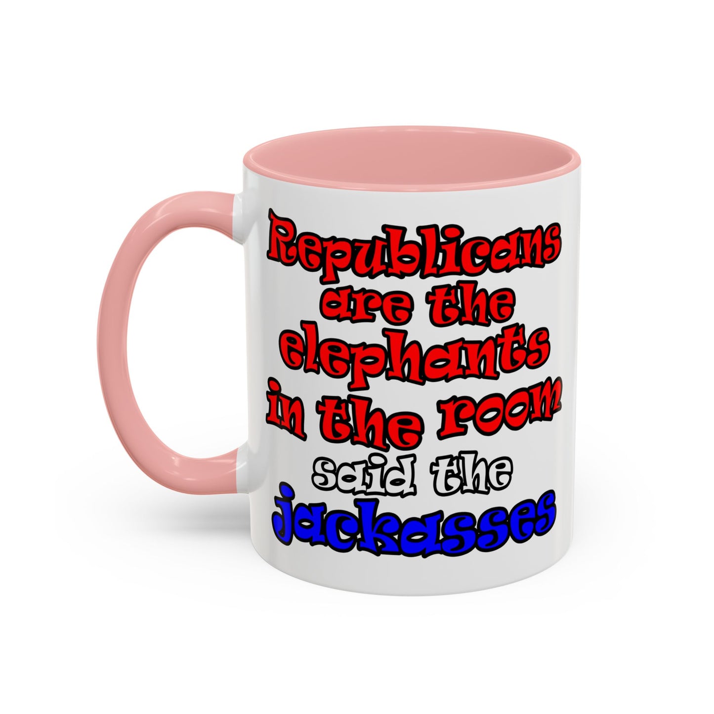 donkeys and elephants - Accent Mug (white)