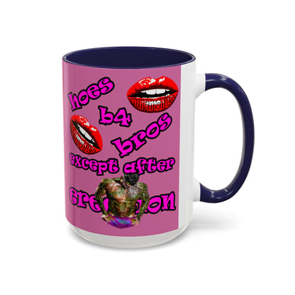 hoes b4 bros - Accent Mug (light pink)