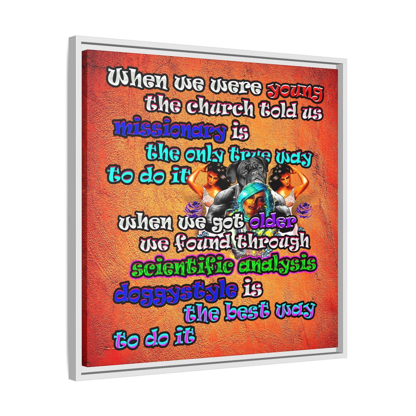 doggystyle - framed canvas art (burnt orange)