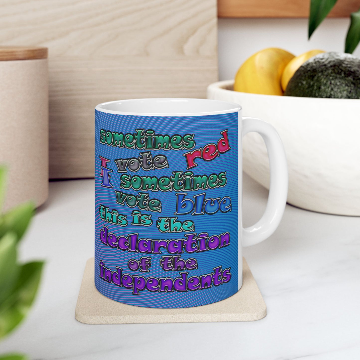 declaration of the independents - White Mug (light blue-purple wave)