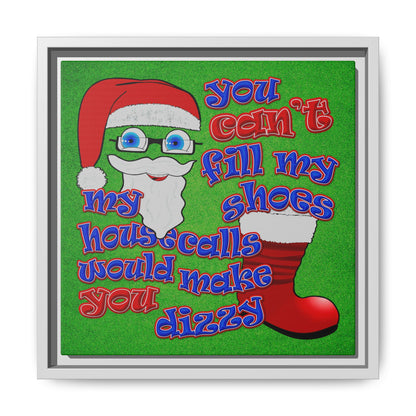 santa's shoes - framed canvas art (green turf)