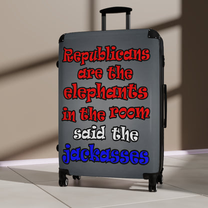 donkeys and elephants - Suitcase (grey-light grey)