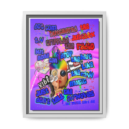 drop the beat - framed canvas art (purple-pink wave)