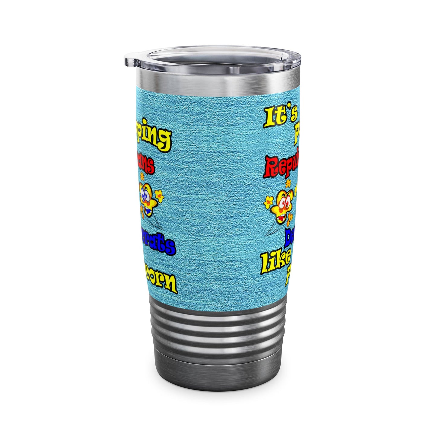 popping like popcorn - Ringneck Tumbler, 20oz (faded blue)