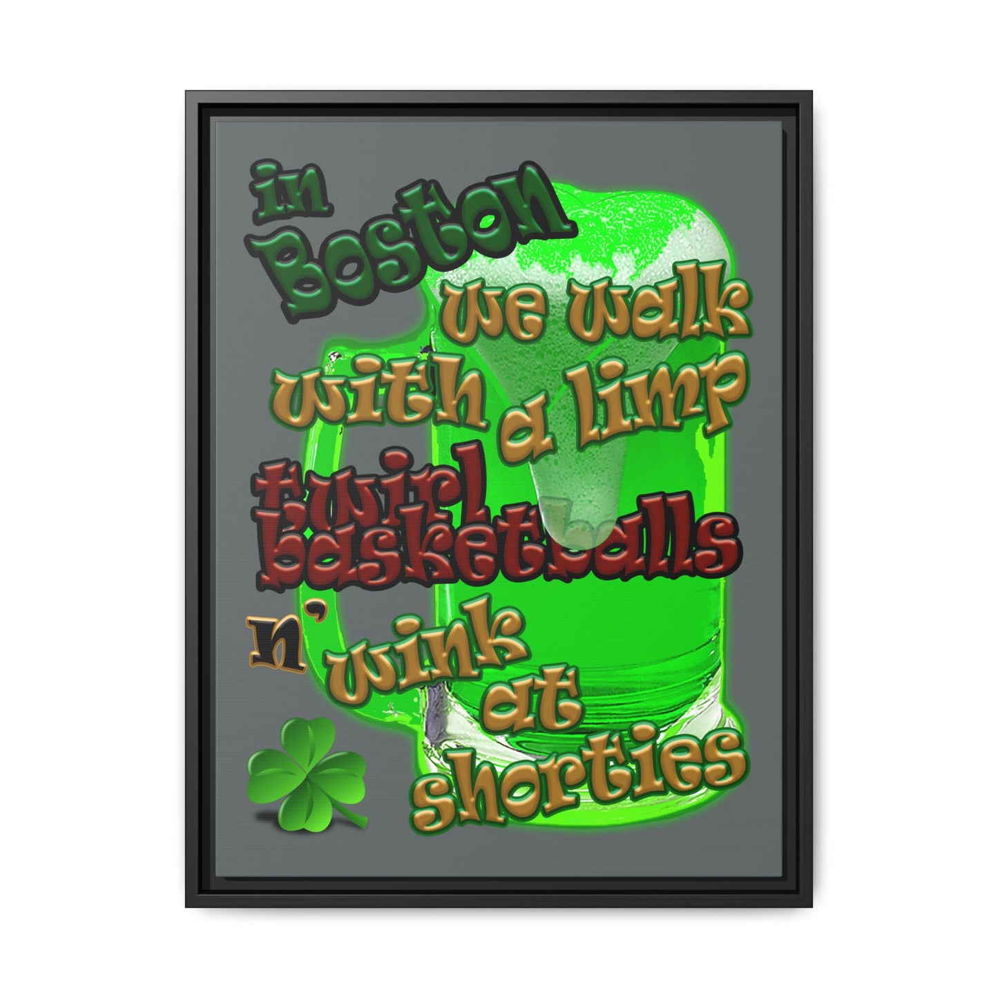 celtics logo - framed canvas art (dark grey)