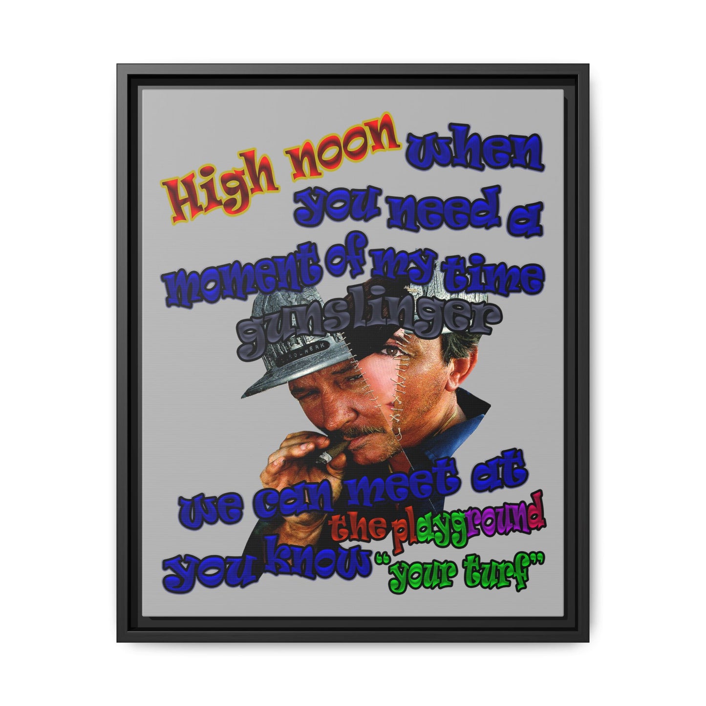 high noon - framed canvas art (light grey)