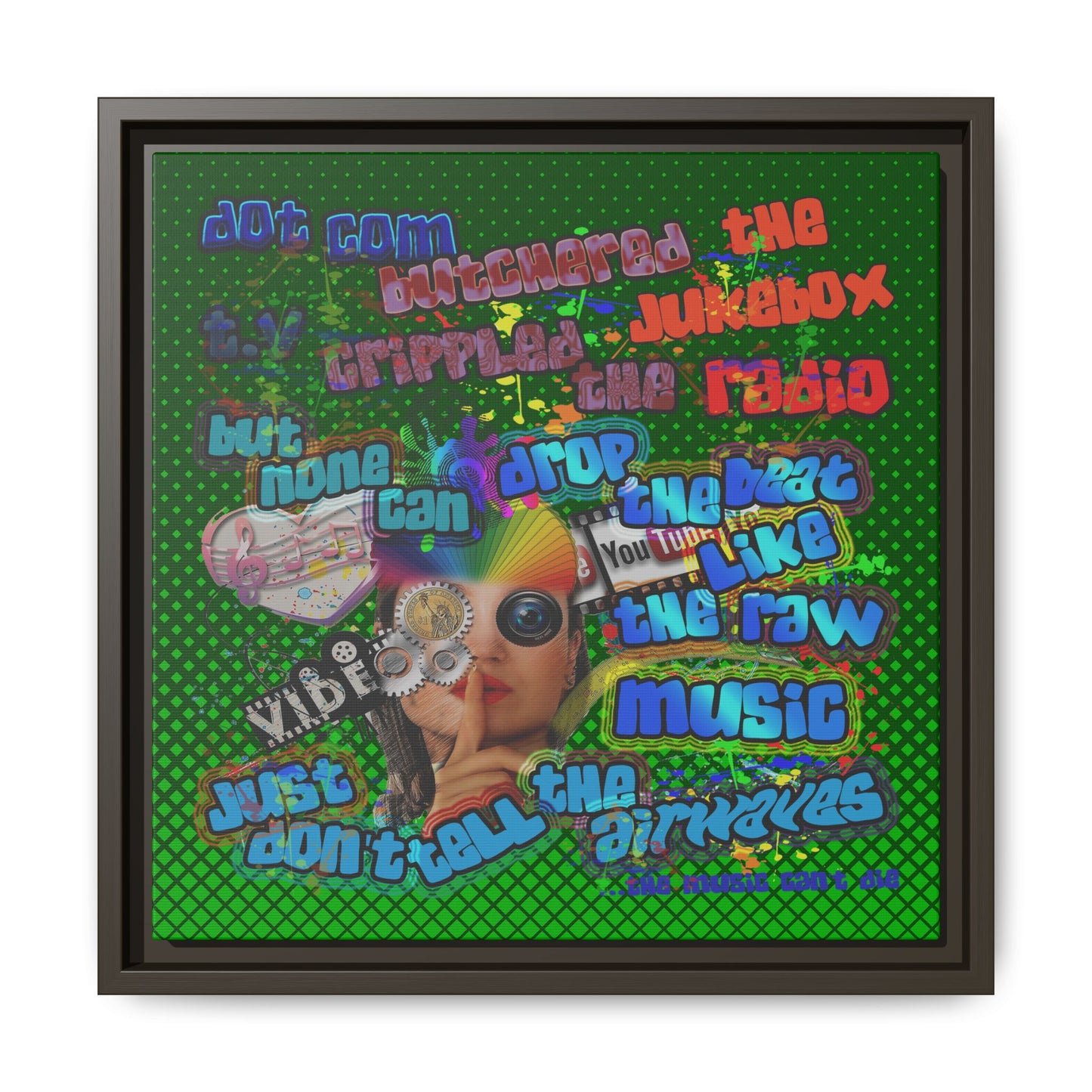 drop the beat - framed canvas art (logo green)