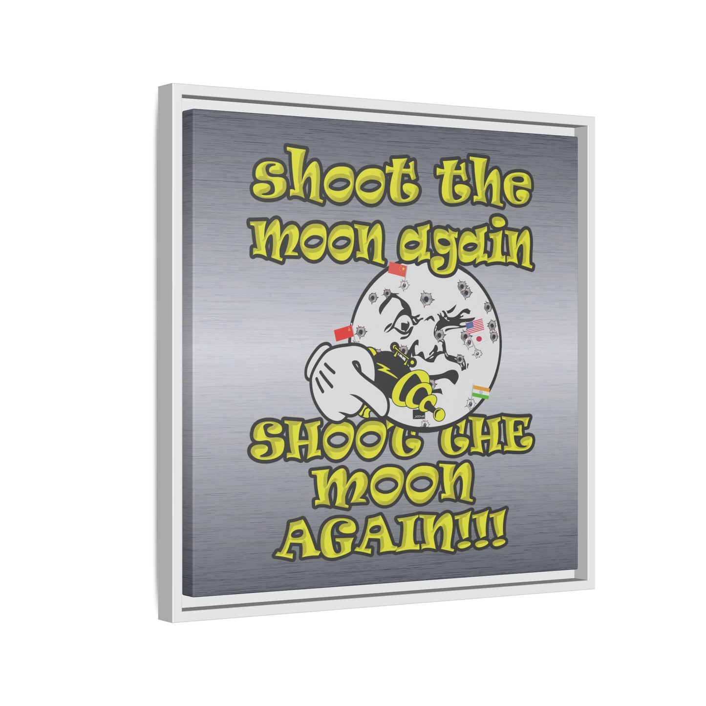 shoot the moon again - framed canvas art (brushed nickel)
