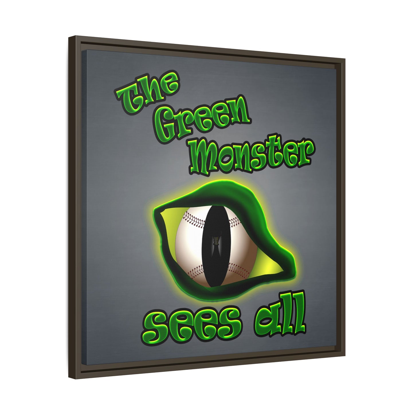 green monster - framed canvas art (grey-light grey)