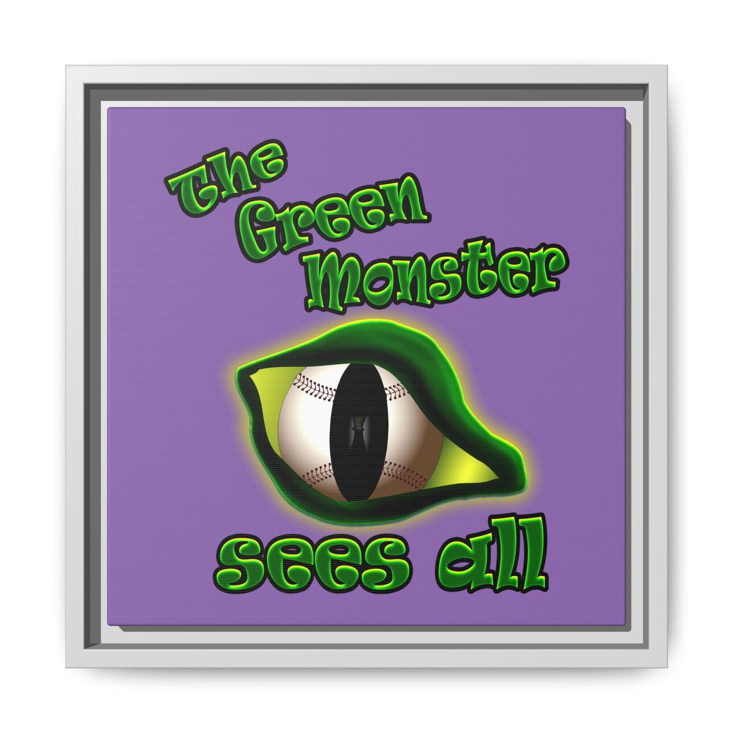 green monster - framed canvas art (light purple)