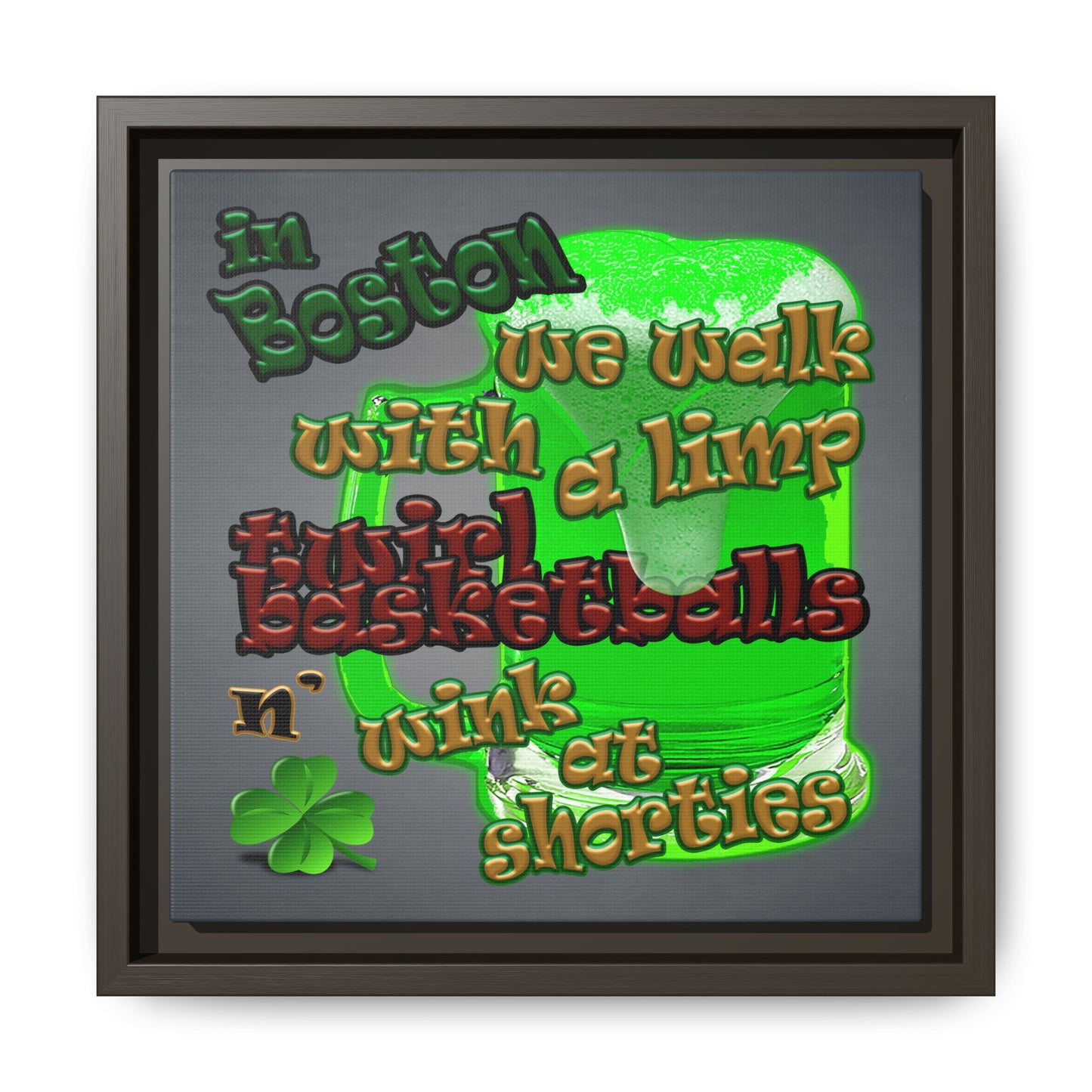 celtics logo - framed canvas art (grey-light grey)