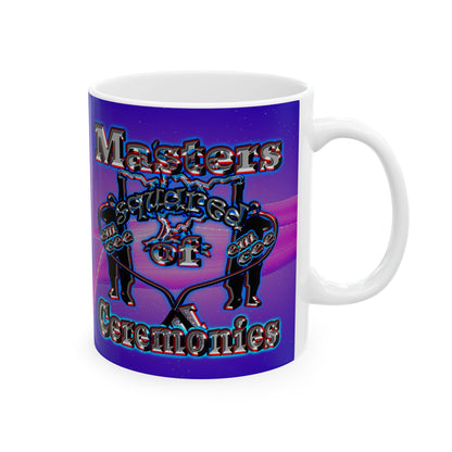 em cee squared - White Mug (purple-pink wave)