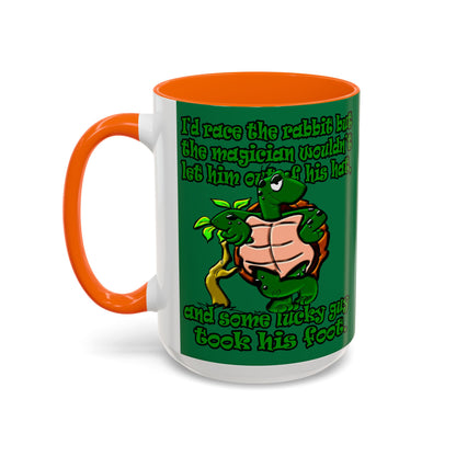 turtle race - Accent Mug (dark green)