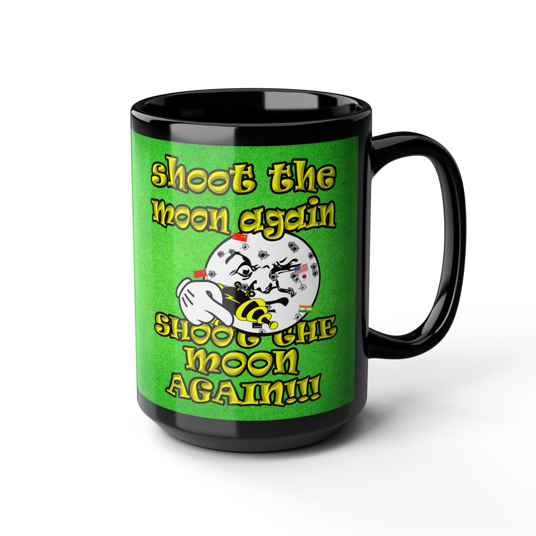shoot the moon again - Black Mug (green turf)