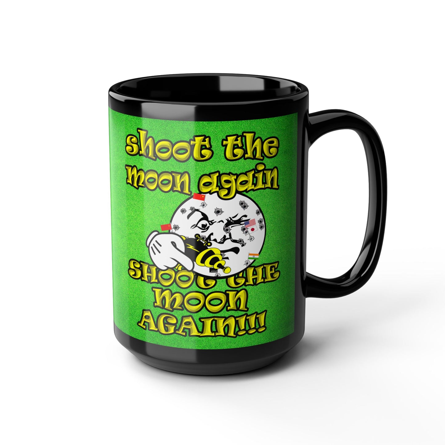 shoot the moon again - Black Mug (green turf)