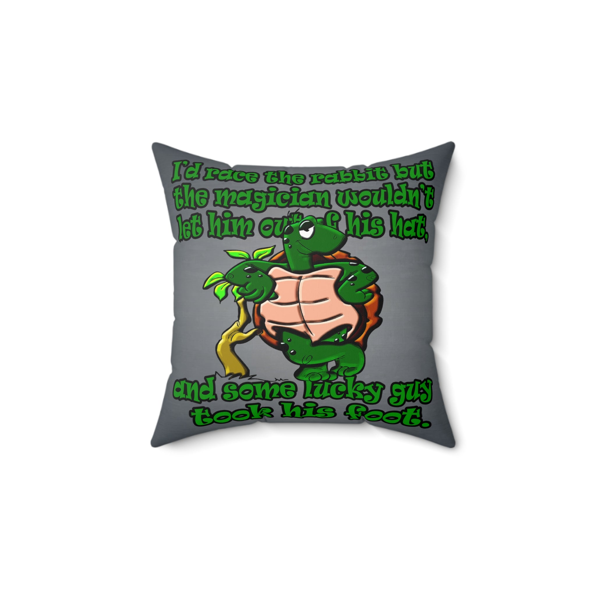 turtle race - Spun Polyester Square Pillow - (grey-light grey)