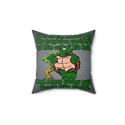 turtle race - Spun Polyester Square Pillow - (grey-light grey)