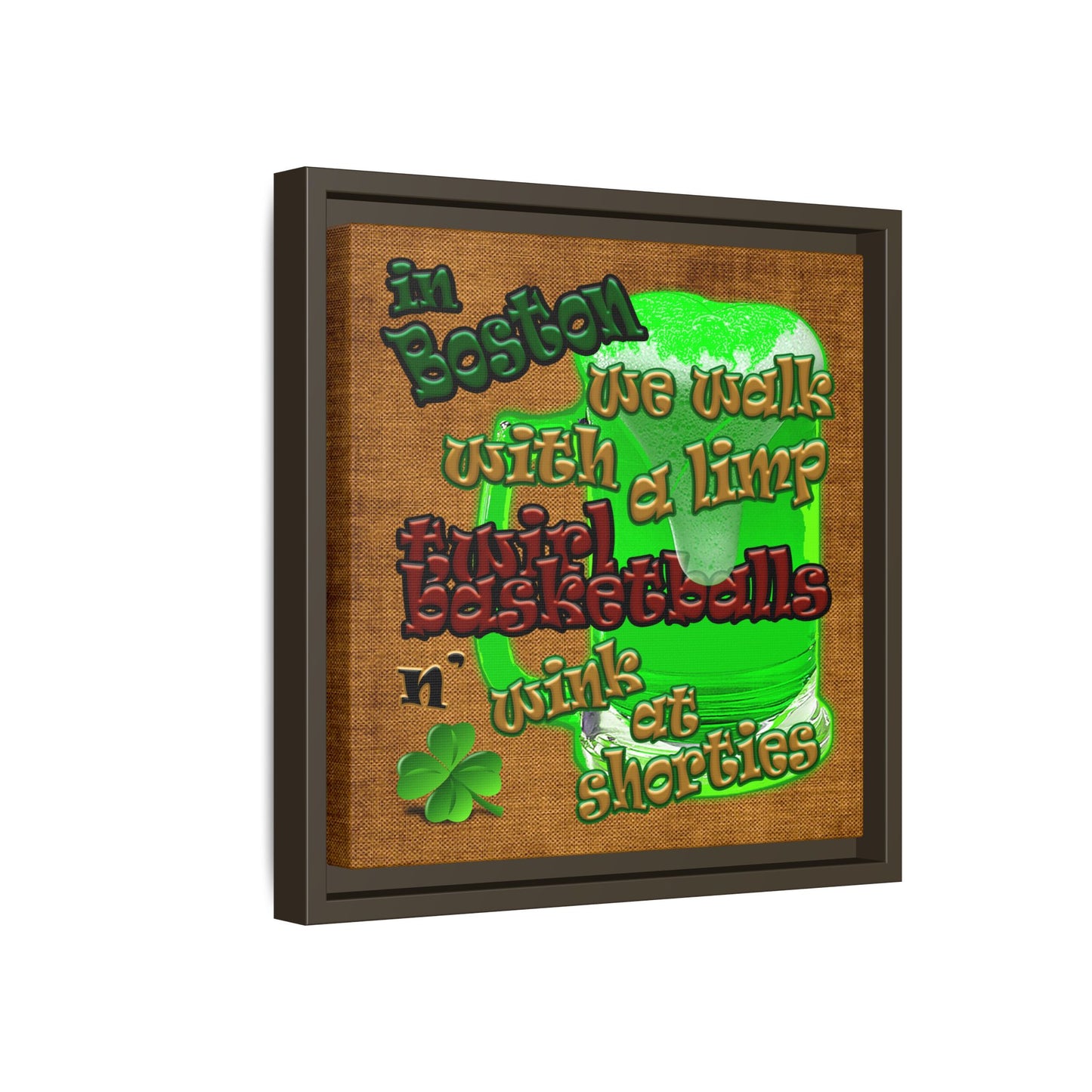 celtics logo - framed canvas art (brown papyrus)