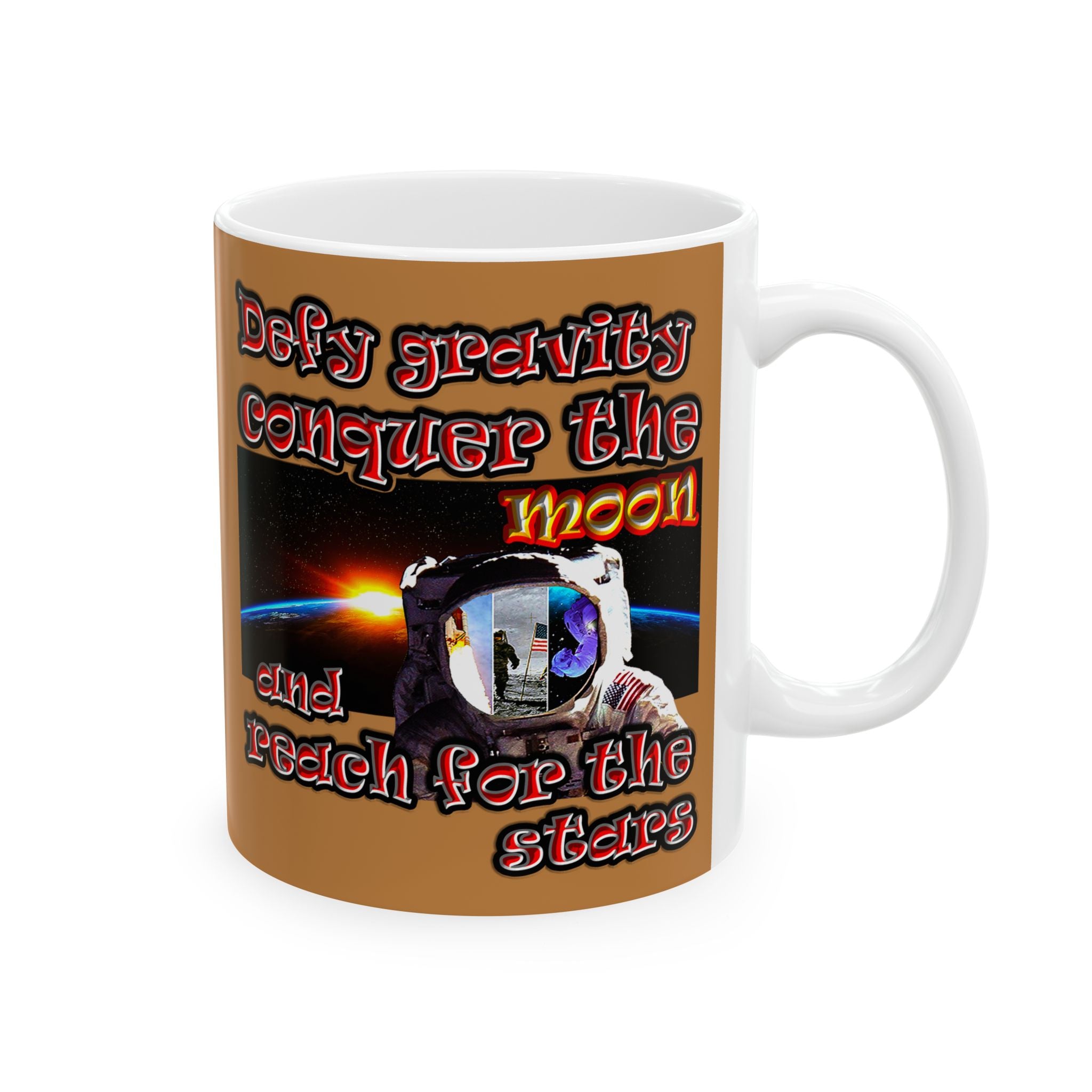 defy conquer reach - White Mug (light brown)