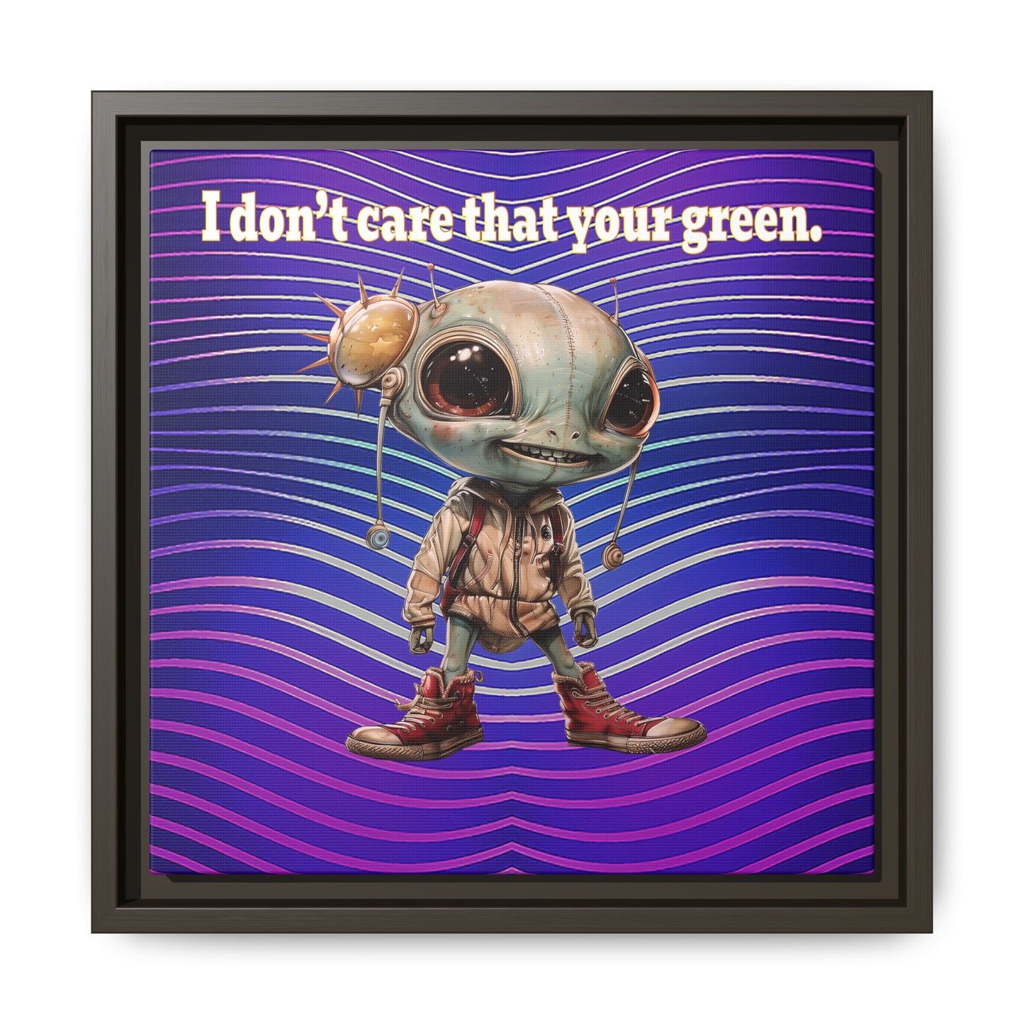 I don't care that your green - framed canvas art (purple wave)