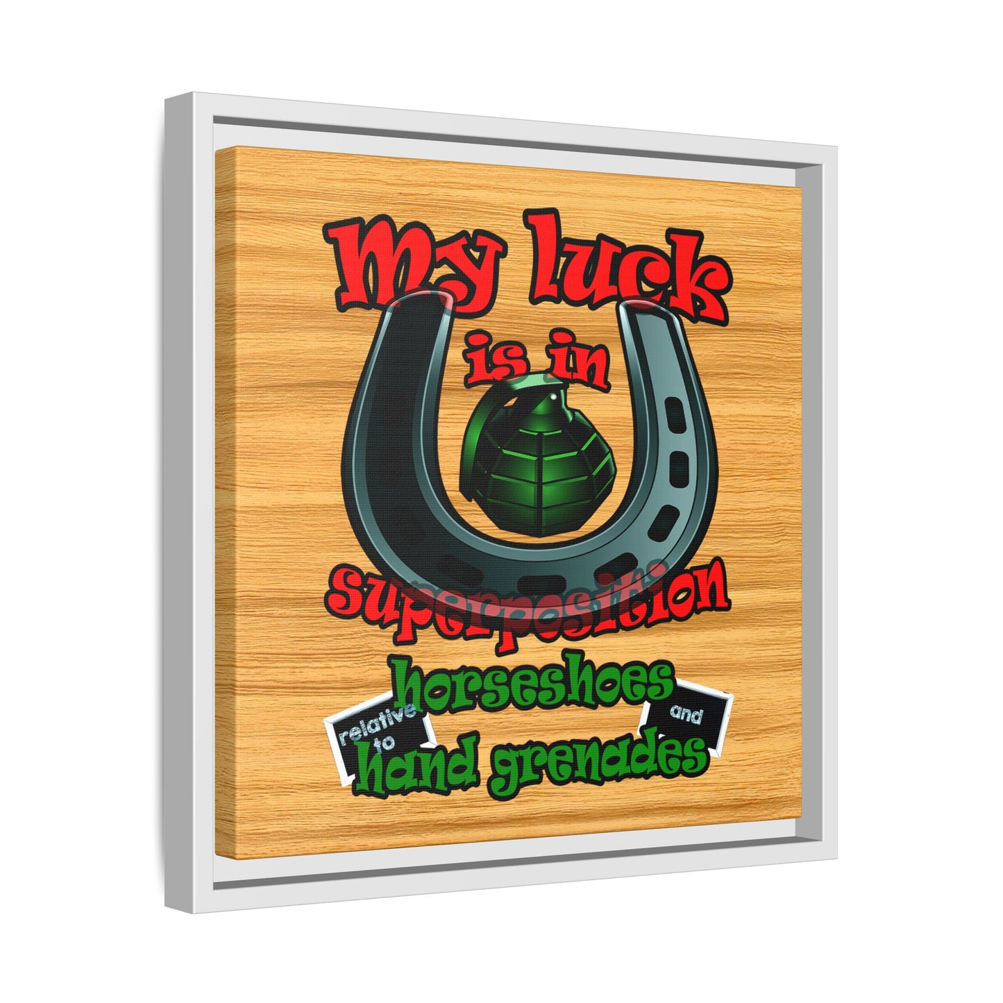 my luck - framed canvas art (butterscotch wood finish)