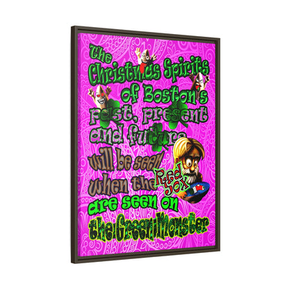 christmas spirits of boston - framed canvas art (pink swirl)
